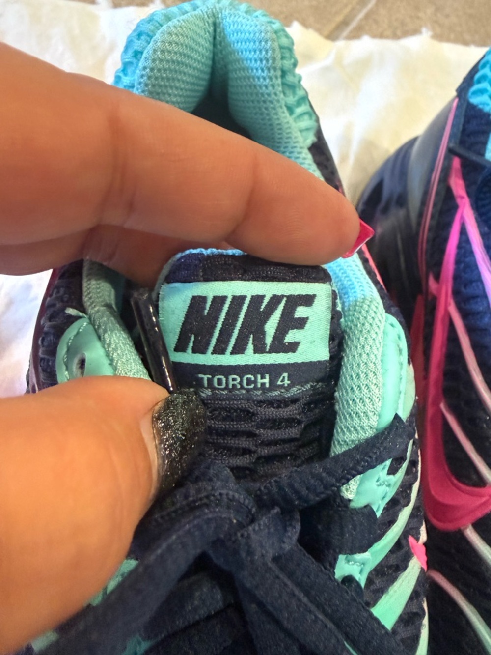 Nike Torch 4 Sneakers in Navy, Teal & Pink - Picture 2 of 5